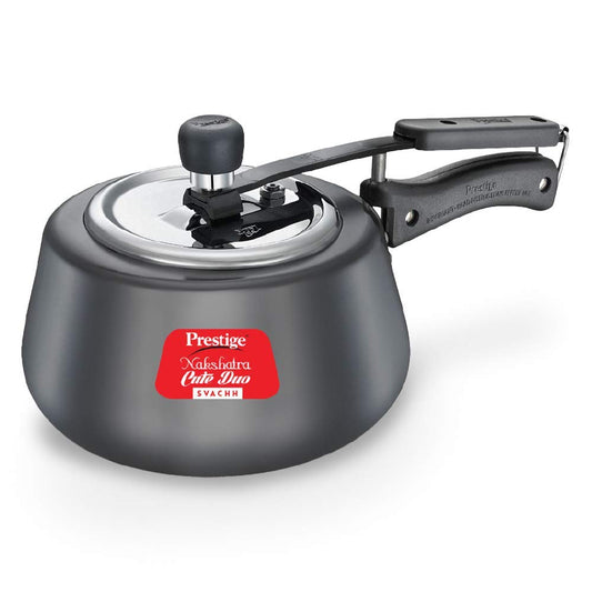 Prestige Nakshatra Cute DUO Svachh Hard Anodised Inner Lid Pressure Cooker, 2.0 Litres, Black - 20259