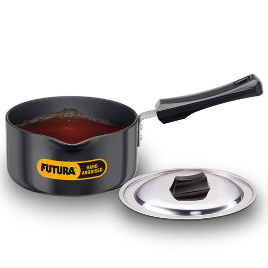 Hawkins Futura Hard Anodised Sauce Pan With Stainless Steel Lid 1.5 Litres | 16cm, 3.25mm - AS 15S