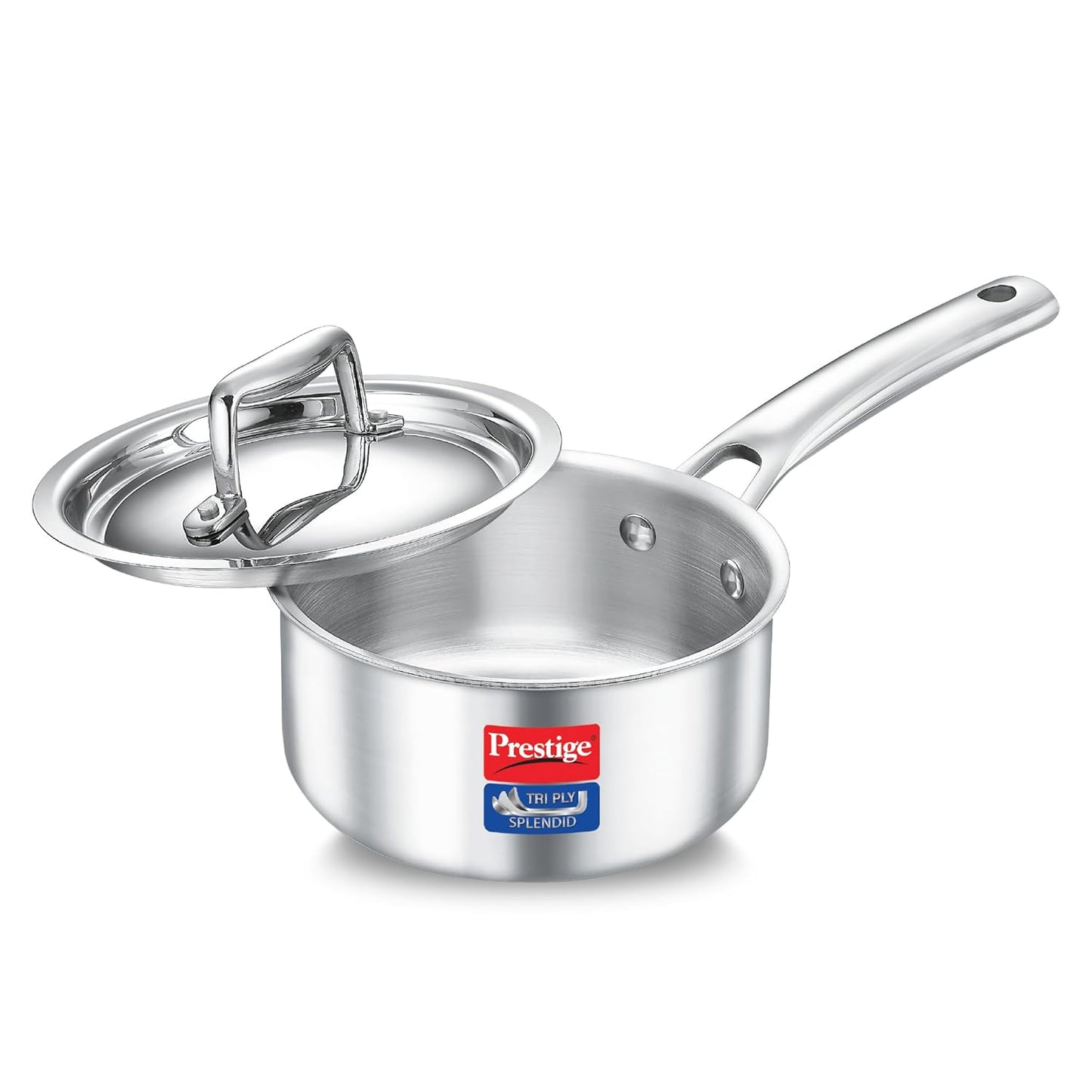 Prestige 18 cms Tri-Ply Splendid Sauce Pan with Stainless Steel Lid | 1.5 Litres | Induction Compatible | Thick Gauge Tri-Ply Body - 38333