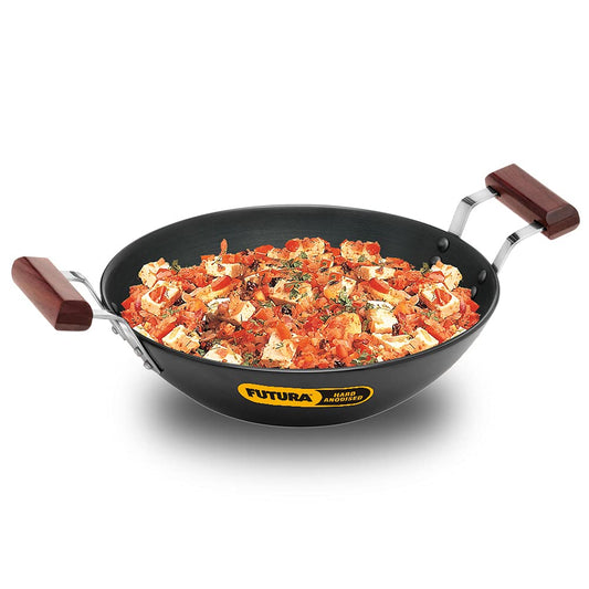 Hawkins Futura Hard Anodised Flat Bottom Induction Compatible Deep Fry Pan 2.5 Litres | 26 cms, 4.06mm - IAD 25