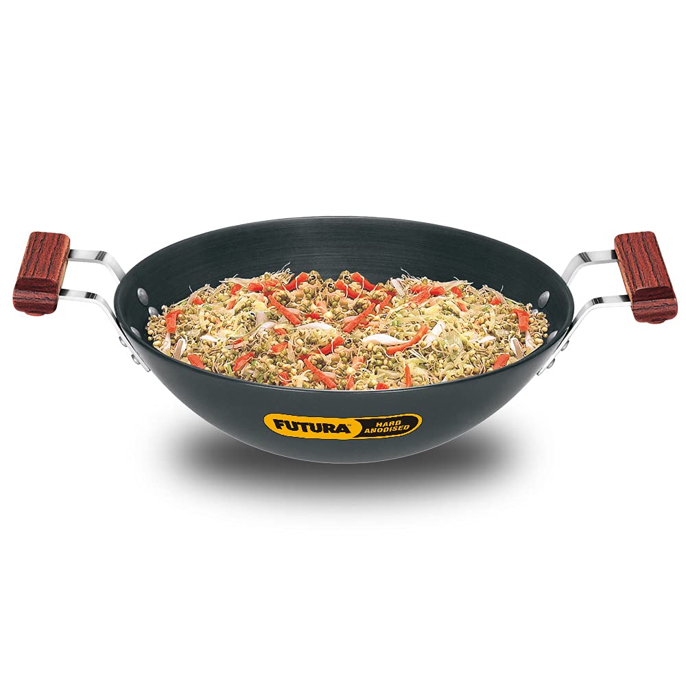 Hawkins Futura Hard Anodised Flat Bottom Deep Fry Pan 3.75 Litres | 30 cms, 4.06mm - AD 375