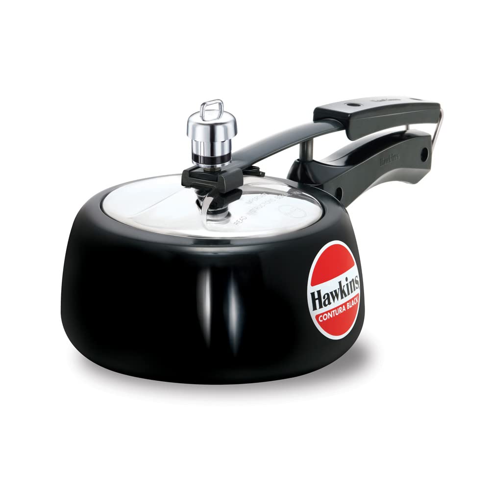 Hawkins Contura Hard Anodized Pressure Cooker, 1.5 Liters, Black - CB15