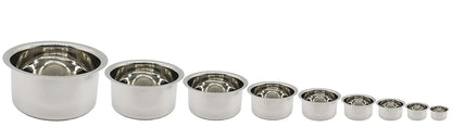 Stainless Steel Tope Set of 9 (14cm, 15cm, 16cm, 17cm, 19cm, 20cm, 22cm, 23cm, 25cm)