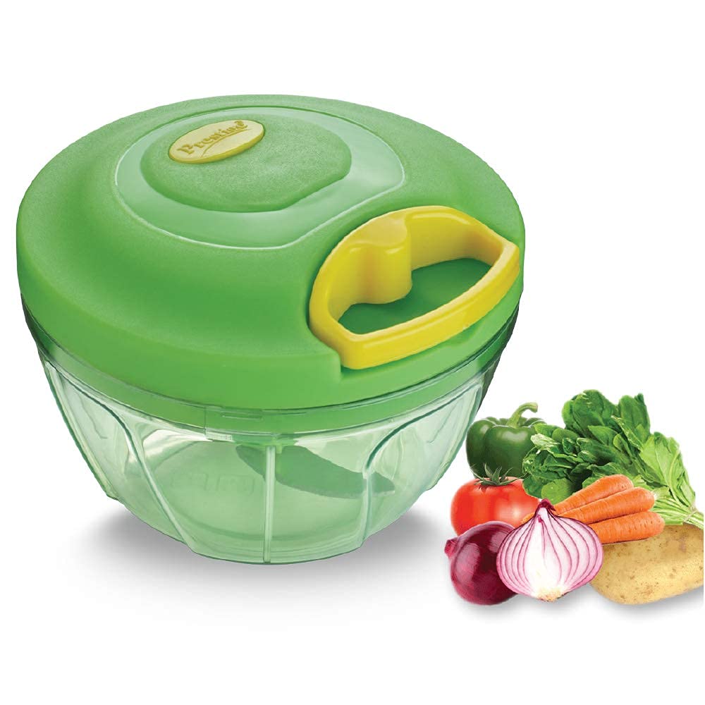 Prestige PVC 7.0 Veggie Cutter with 3 Stainless Steel Blades |Capacity-450ML | Green - 43054