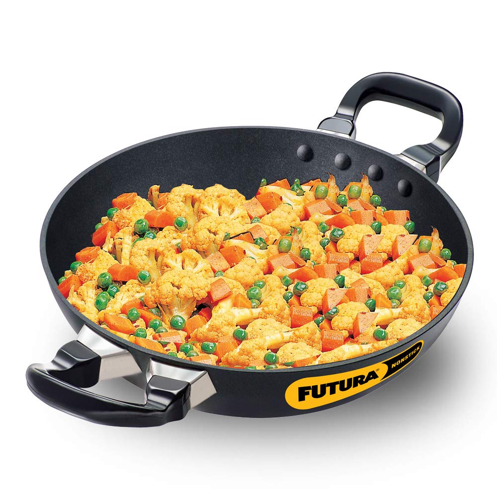 Hawkins Futura Non-stick Round Bottom Kadhai, Deep Fry Pan 1.5 Litres | 22 cms, 3.25mm - NK 15