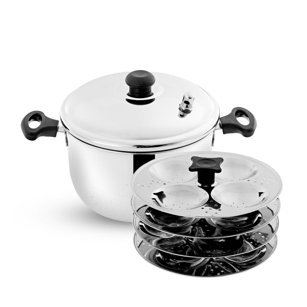 Pigeon Desire Stainless Steel Idly Cooker Pot | Idli Pot compatible with Induction and Gas Stove 4 Plates | 16 idlis - 50092