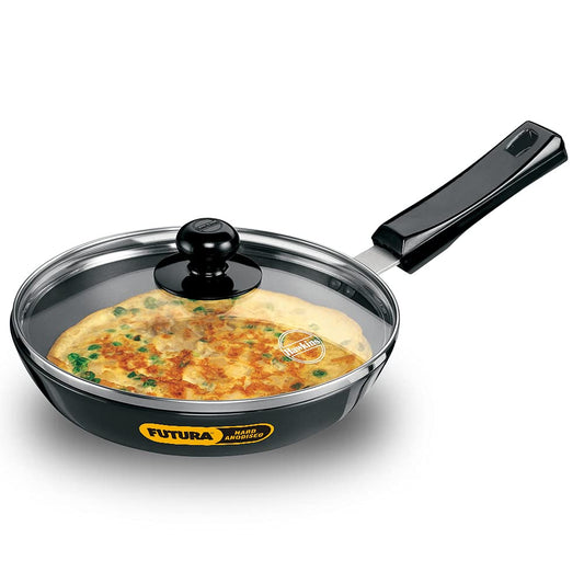 Hawkins Futura Hard Anodised Fry Pan With Glass Lid 22 cms | 4.06mm - AF 22G