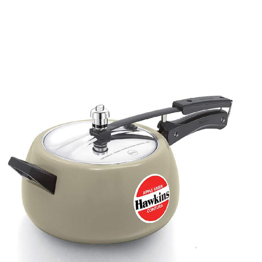 Hawkins Ceramic- Coated Contura 5 Litres Green Apple Aluminium Inner Lid Pressure Cooker - CAG50