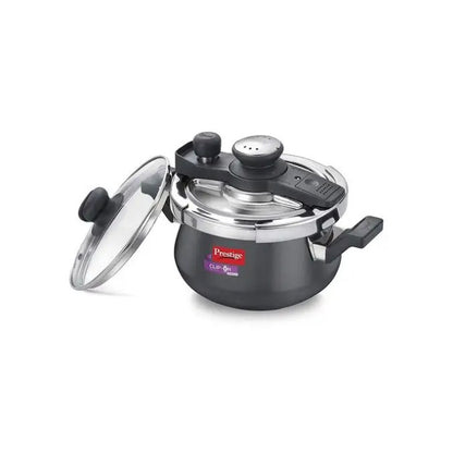 Prestige Clip-on Mini Svachh Hard Anodised Spillage Control Pressure Cooker with Glass Lid 3 Litres - 20238