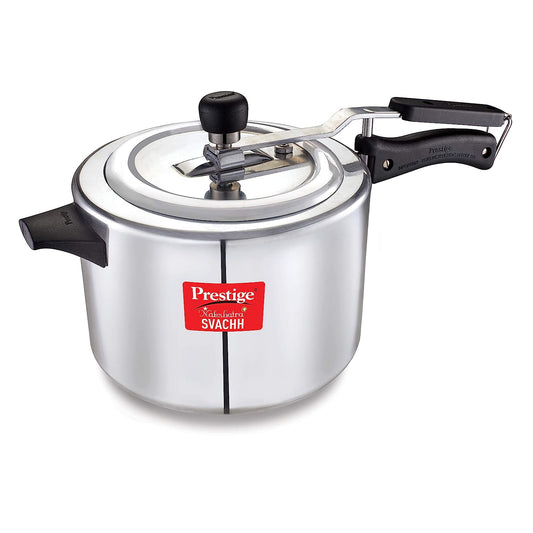 Prestige Svachh 5 Litres, Straight Wall Aluminium Inner Lid Pressure Cooker, with deep lid for Spillage Control - 10734