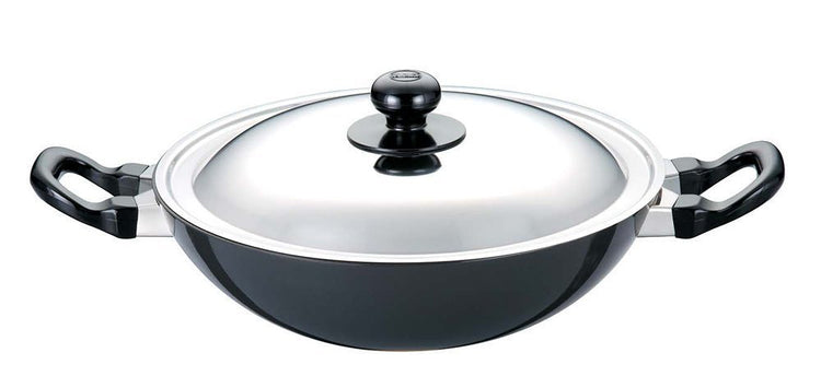 Hawkins Futura Non-stick Round Bottom Kadhai, Deep Fry Pan With Stainless Steel Lid 4 Litres | 30 cms, 3.25mm - NK 40S
