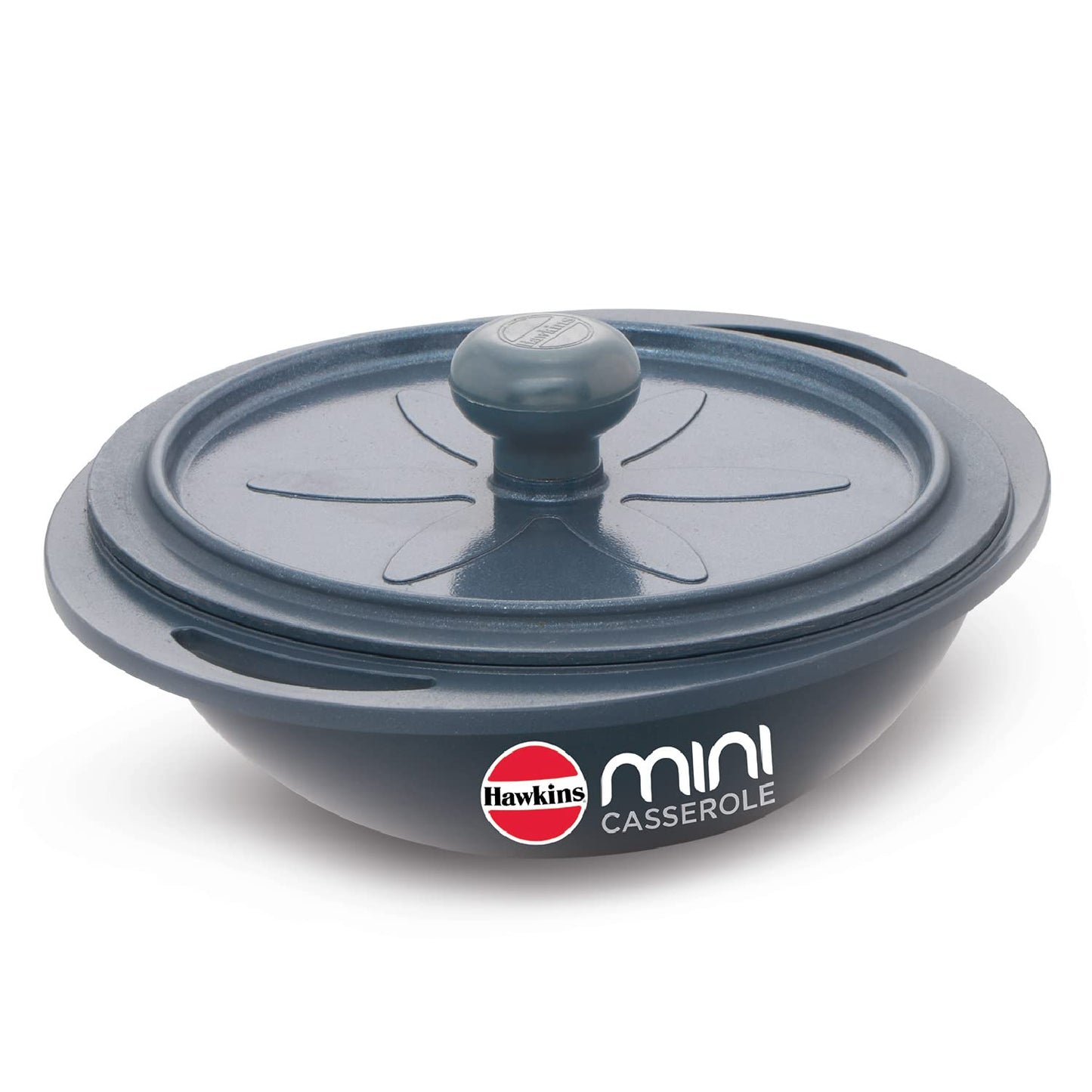 Hawkins Die-Cast Mini Casserole With Lid 0.75 Litres, Round Shaped Die-Cast pan for Cooking, Reheating, Serving and Storing, Grey - MCRG75