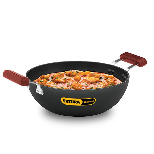 Hawkins Futura Non-stick Flat Bottom Induction Base Deep Kadhai, Fry Pan 3.5 Litres | 26 cms, 3.25mm - INK 35