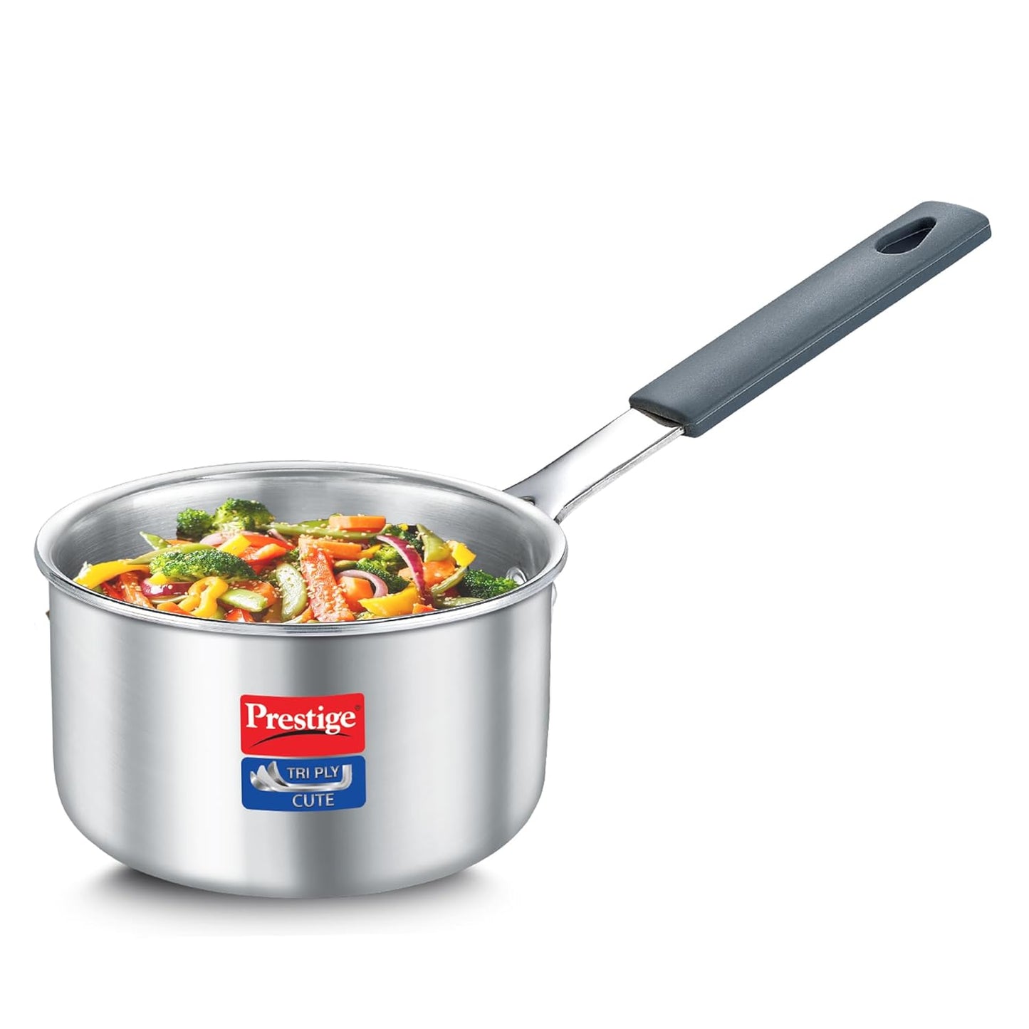 Prestige Tri-ply Cute Sauce Pan 10 cm |400 ml |Thick Gauge | Induction Compatible|Perma-Cool Handles - 38287