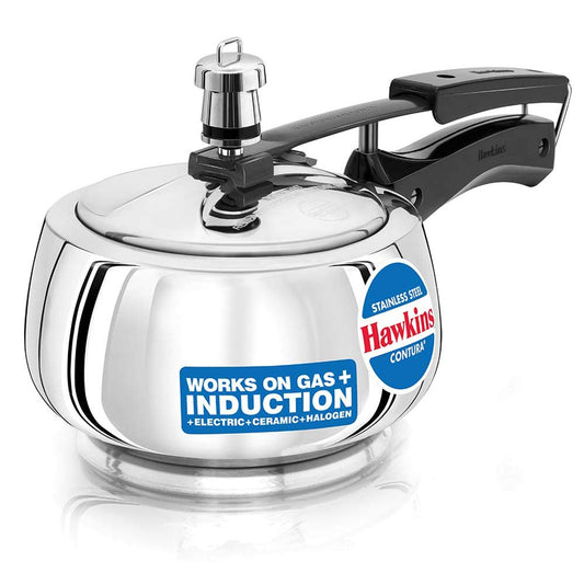 Hawkins Stainless Steel Contura Induction Compatible Inner Lid Pressure Cooker, 1.5 Litres - SSC15