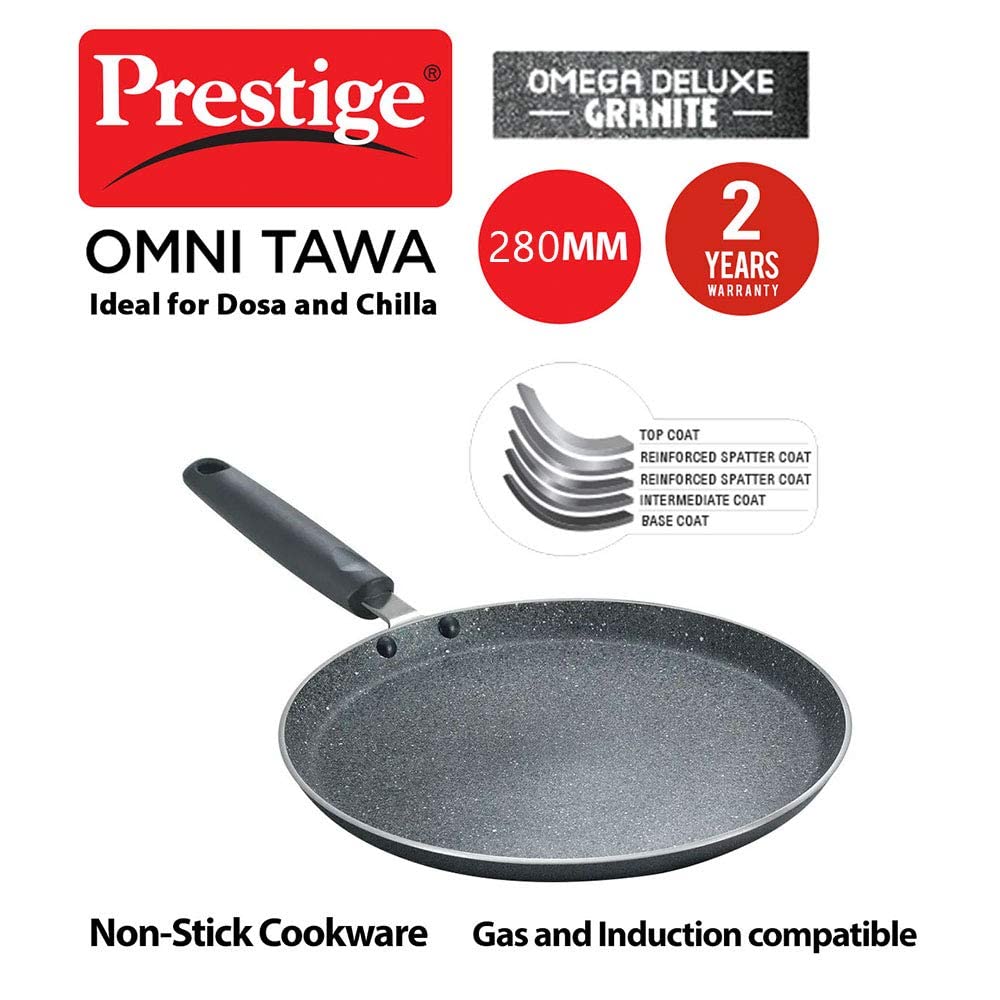 Prestige Omega Deluxe Granite Non-stick Round Base Omni Tawa 280mm - 36302