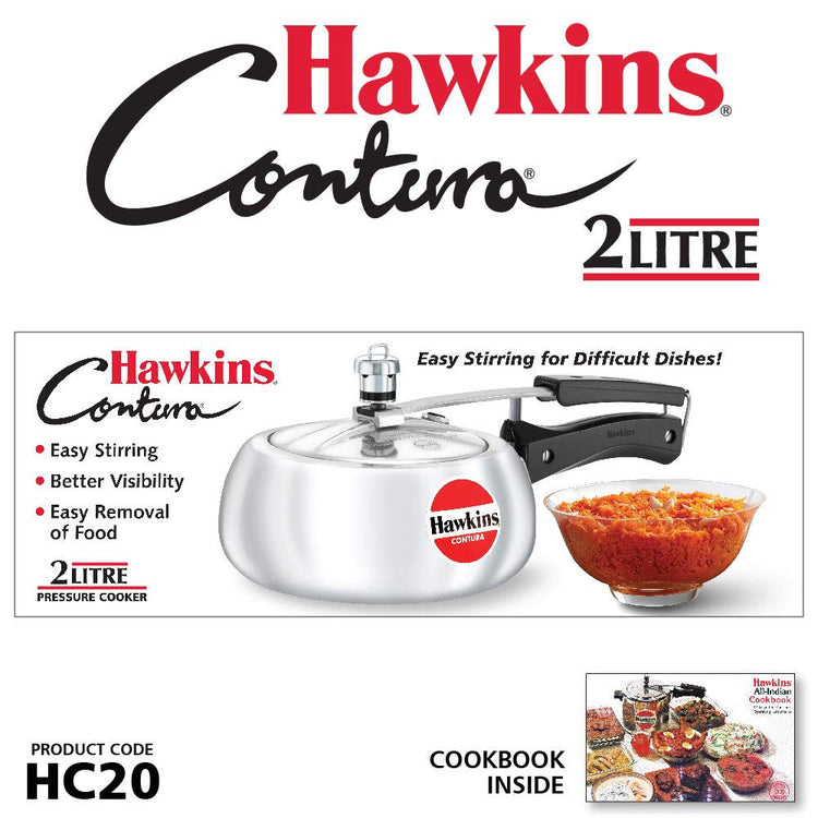Hawkins Contura Aluminium Inner Lid Pressure Cooker, 2 Litres - HC20