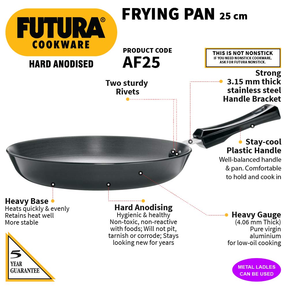 Hawkins Futura Hard Anodised Fry Pan 25 cms | 4.06mm - AF 25