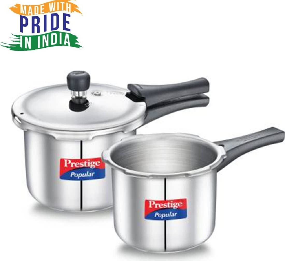 Prestige Popular Stainless Steel Combi Pack 5 Litres +3 Litres Pressure Cooker - 20672