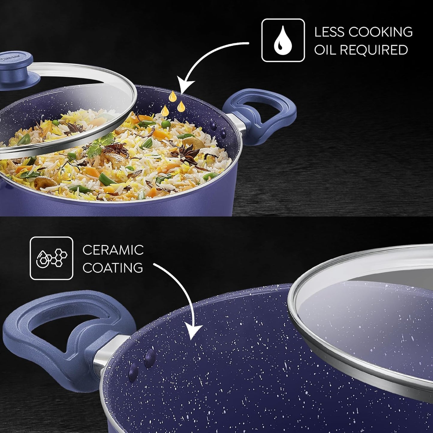 Prestige Ceraglide Ceramic Coated Non-Stick Casserole with Glass lid | Induction Compatible