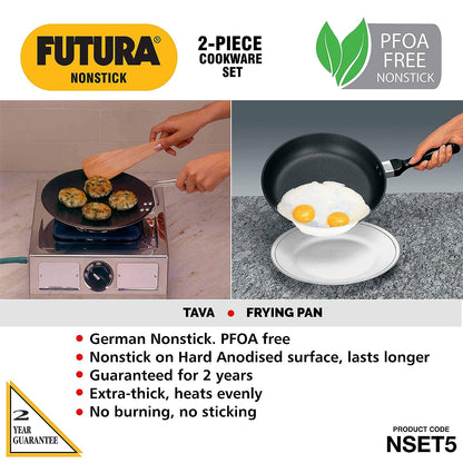 Hawkins Futura 2 Pieces Non Stick Cookware Set No. 5 - 26cm Tava and 22cm Frying Pan - NSET5
