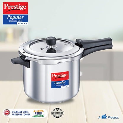 Prestige Svachh Popular Spillage Control Stainless Steel Outer Lid Pressure Cooker, 5 Liters - 20173