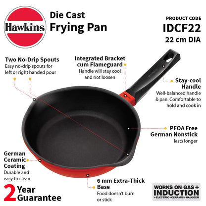 Hawkins Die-Cast Nonstick Induction Base Frying Pan - IDCF 22