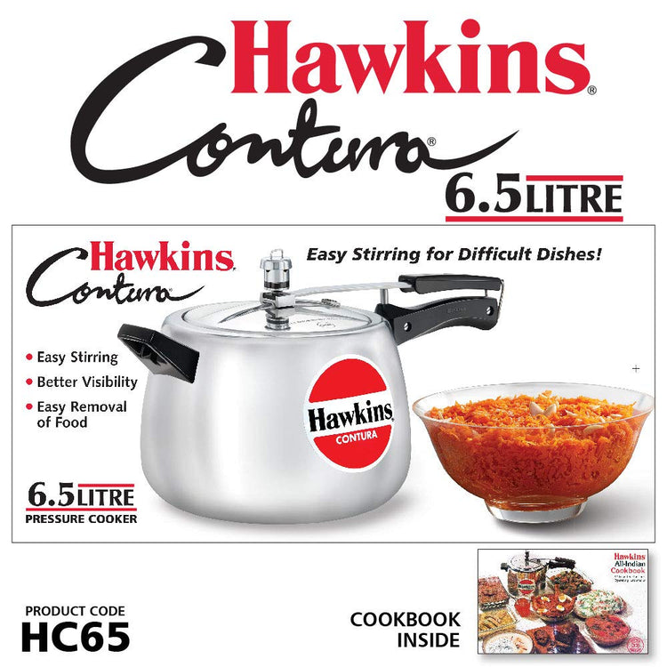 Hawkins Contura Aluminium Inner Lid Pressure Cooker, 6.5 Litres - HC65
