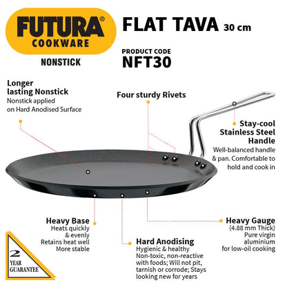 Hawkins Futura Non-stick Flat Tava 30cms, 4.88mm - NFT 30