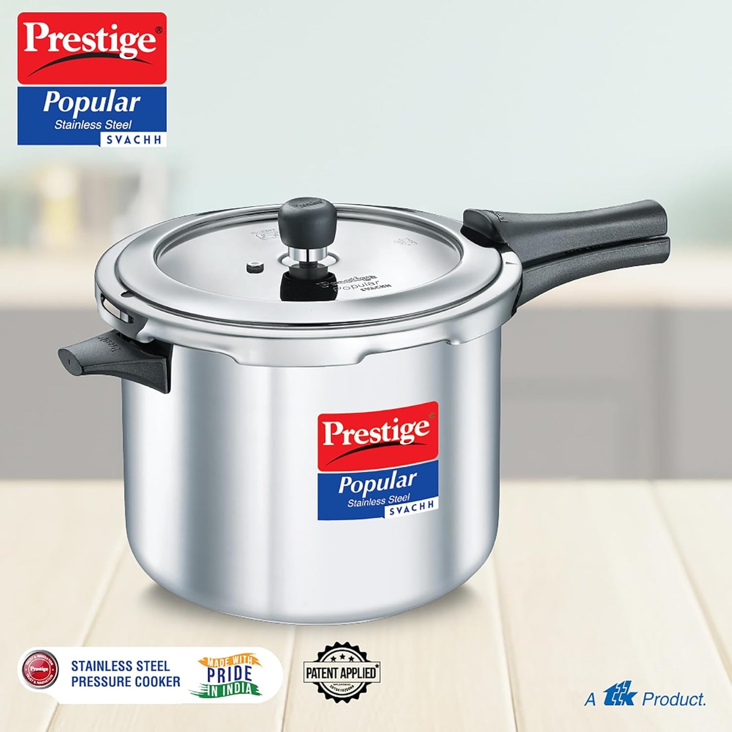 Prestige Svachh Popular Spillage Control Stainless Steel Outer Lid Pressure Cooker, 7.5 Liters - 20174