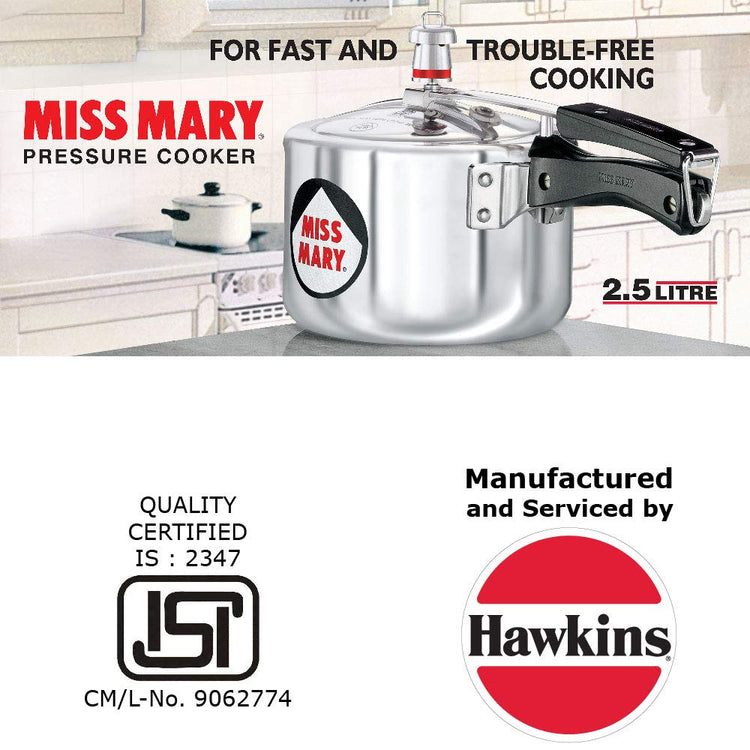 Hawkins Miss Mary Aluminium Inner Lid Pressure Cooker 2.5 Litres - MM25