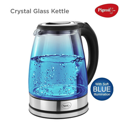 Pigeon by Stovekraft Crystal Glass Electric Kettle 1.8 Litre with LED Illumination, Heat Resistant Pyrex Clear Glass Body, 1500 Watts - 14323