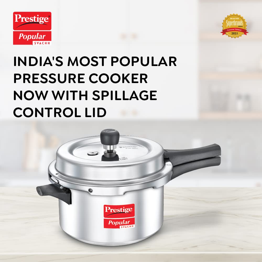 Prestige Popular Svachh Aluminium Spillage Control Outer Lid Pressure Cooker 4 Litres - 10166