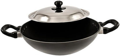 Hawkins Futura Non-stick Round Bottom Kadhai, Deep Fry Pan With Stainless Steel Lid 4 Litres | 30 cms, 3.25mm - NK 40S