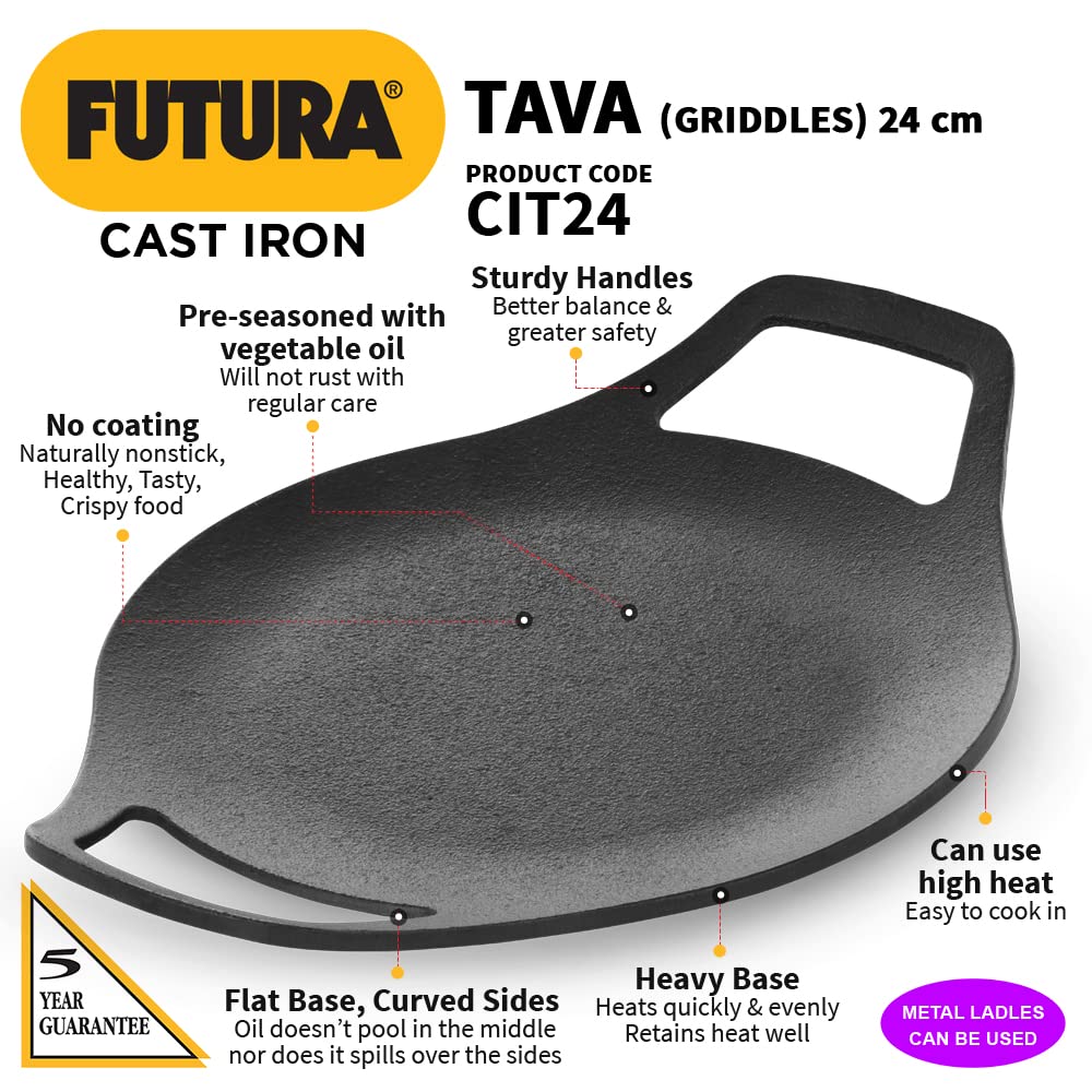 Hawkins Futura Cast Iron Tawa 24cms - CIT24