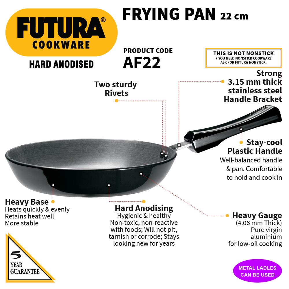 Hawkins Futura Hard Anodised Fry Pan 22 cms | 4.06mm - AF 22