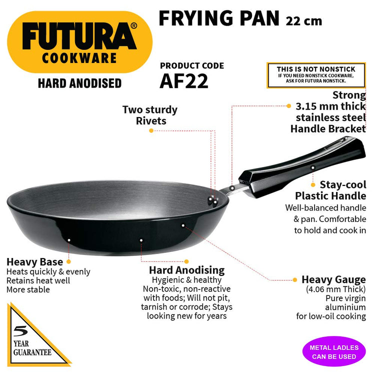 Hawkins Futura Hard Anodised Fry Pan 22 cms | 4.06mm - AF 22