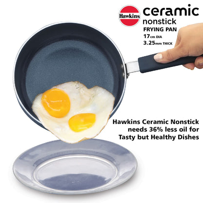 Hawkins Ceramic Nonstick Induction Base Frying Pan 17 cm, Granite Omlette Egg Pan, Fish Pan - ICF17