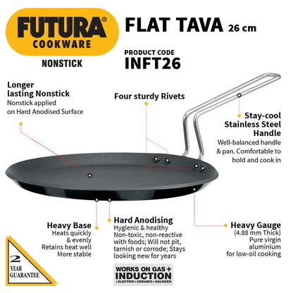 Hawkins Futura Non-stick Induction Base Flat Tava 30cms, 4.88mm - INFT 30