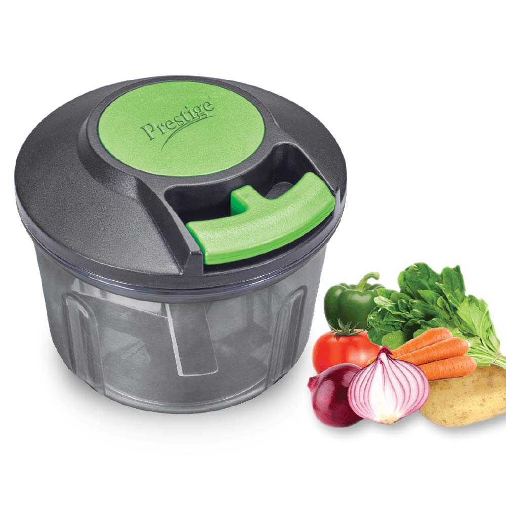 Prestige PVC 8.0 Veggie Cutter with 3 Stainless Steel Blades (Jumbo Bowl) (Black and Green) - 43055