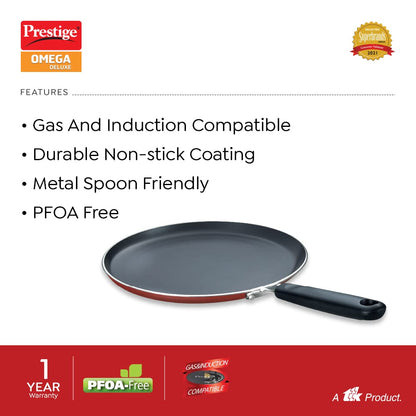 Prestige Omega Deluxe Non-stick Omni Tawa 250mm Red - 36717