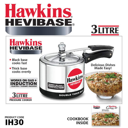 Hawkins Hevibase 3 Litres Induction Base Aluminium Inner Lid Pressure Cooker - IH30