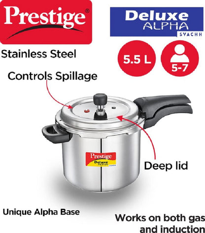 Prestige Svachh Deluxe Alpha 5.5 Litres Stainless Steel Outer Lid Pressure Cooker - 20251