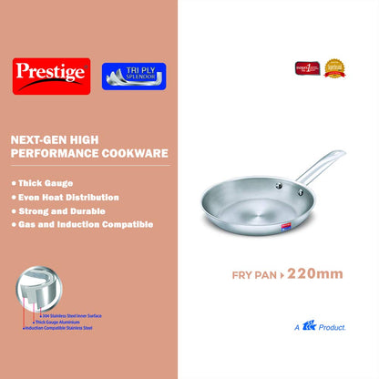 Prestige Tri-ply Splender Stainless Steel Fry Pan 220mm | 1.2 Litres - 37413