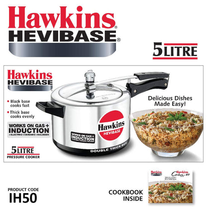 Hawkins Hevibase 5 Litres Induction Base Aluminium Inner Lid Pressure Cooker - IH50