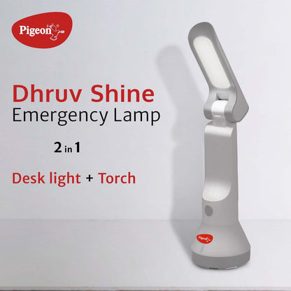 Pigeon Shine 2 in 1 Desk and Torch Emergency Lamp with 1200 mAh and 8 Hours Backup - 14188