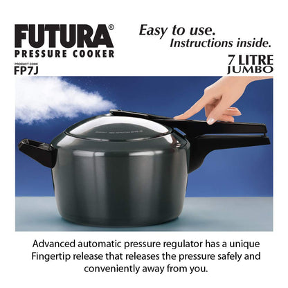 Hawkins Futura Hard Anodised Aluminium Inner Lid Pressure Cooker 7 Litres Jumbo, Black - FP7J