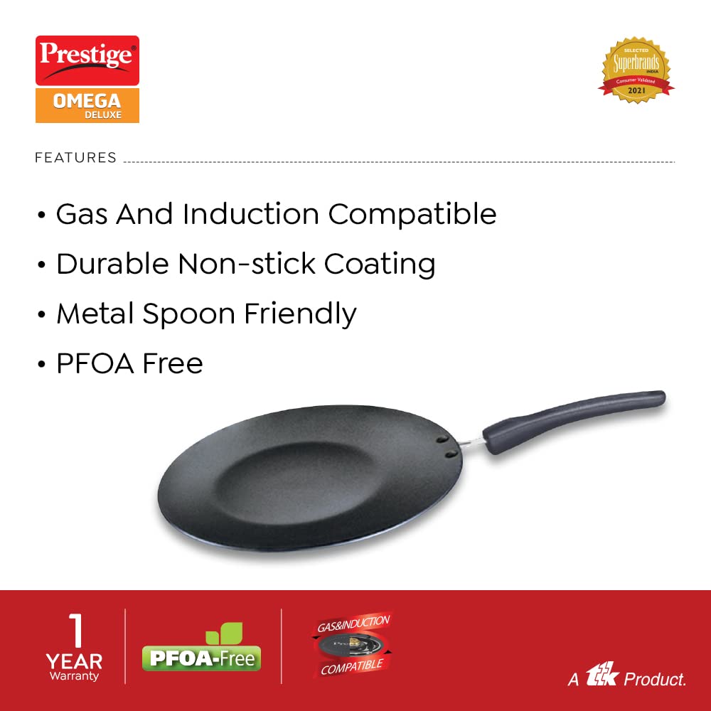 Prestige Omega Deluxe Non-stick Induction Base Concave Tawa 250mm  - 36720