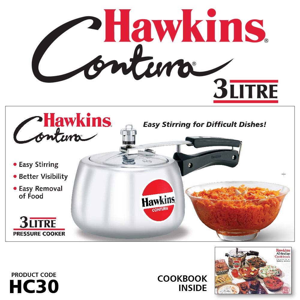 Hawkins Contura Aluminium Inner Lid Pressure Cooker, 3 Litres - HC30