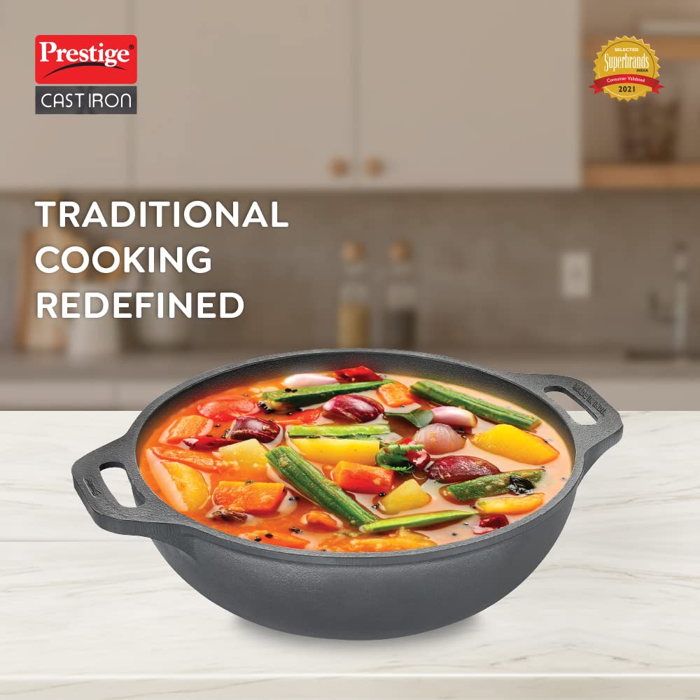 Prestige Cast Iron Kadai 26cms | Compatible with Gas & Induction - 30561